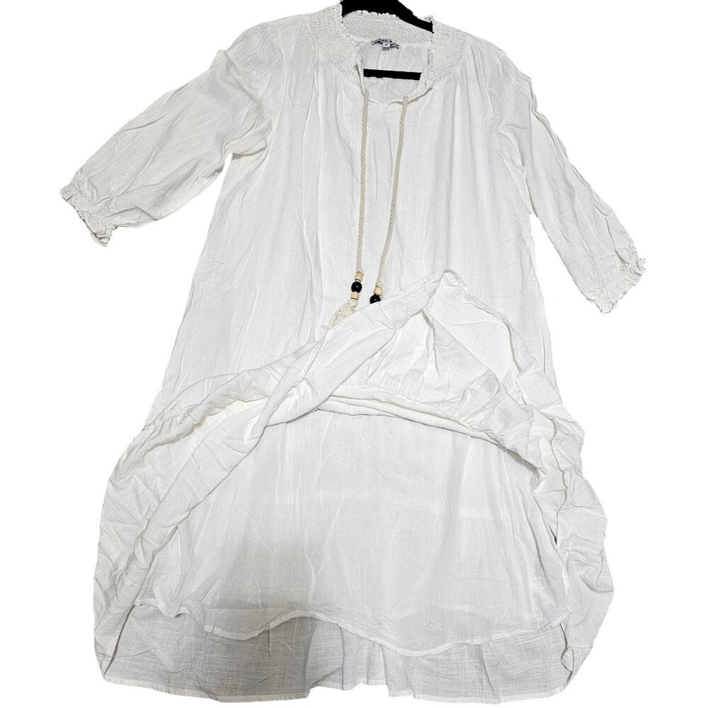 Yakira Bella White Boho Dress M Viscose Linen Blend - Picture 7 of 9